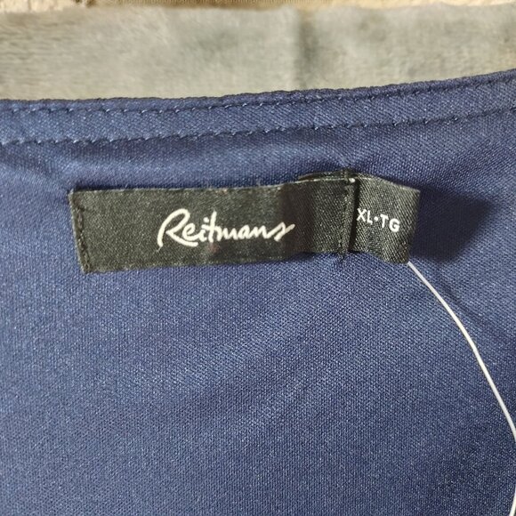 Reitmans Women XL Navy Floral Dress DolmanSleeve CinchedWaist Lined Garden Party - Picture 2 of 11